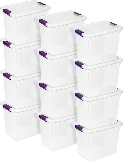 Sterilite 12-Pack 27 Quart ClearView Latch Box, Stackable Organizer Bins by Sterilite