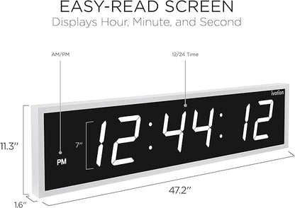 Ivation Huge Oversized 48" Large Digital LED Clock | Big Digital Clock - Image 2