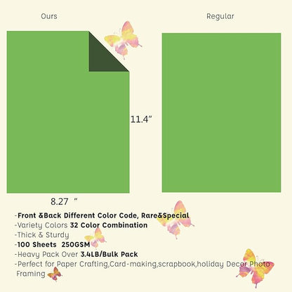 Livholic 100 Pack Heavy Duty Paper Colored Cardstock Front Back Different Color - Image 3