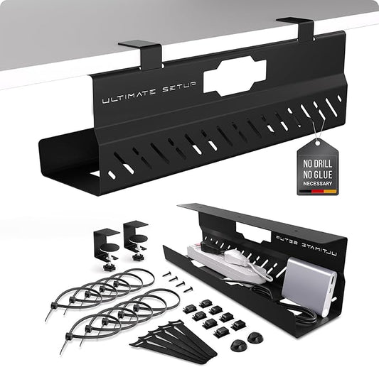 Under Desk Cable Management Tray no Drill – Wire Management by UltimateSetup