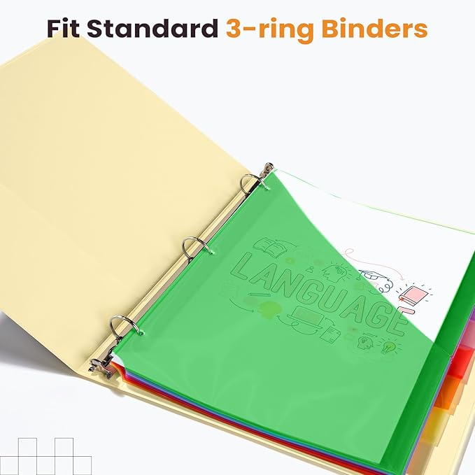 Sooez 48 Count Dividers with Pockets, 8 Tabs Binder Dividers - Image 7