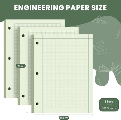 Engineering Paper 8.5 x 11, 3 Pack Engineering Notebook, 5x5 Quad Ruled - Image 2
