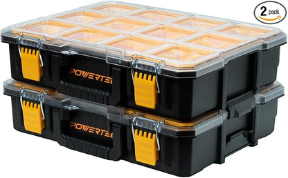 POWERTEC Small Parts Organizer & Tool Box – 10 Compartments, IP65 Water & Dust by POWERTEC