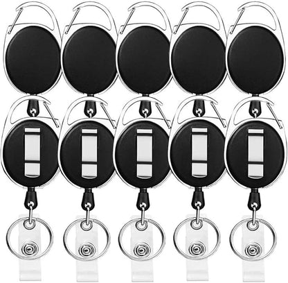 Retractable Badge Holder with Carabiner Reel Clip and Key Ring by moeverEx