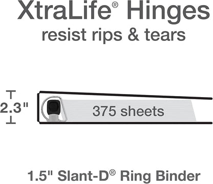 Oxford 3 Ring Binders, Binders for School, 1.5 Inch ONE-Touch Easy Open D Rings - Image 3