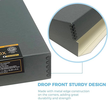 Lineco Museum Storage Box, Archival Acid-Free Buffered Drop Front Design - Image 2