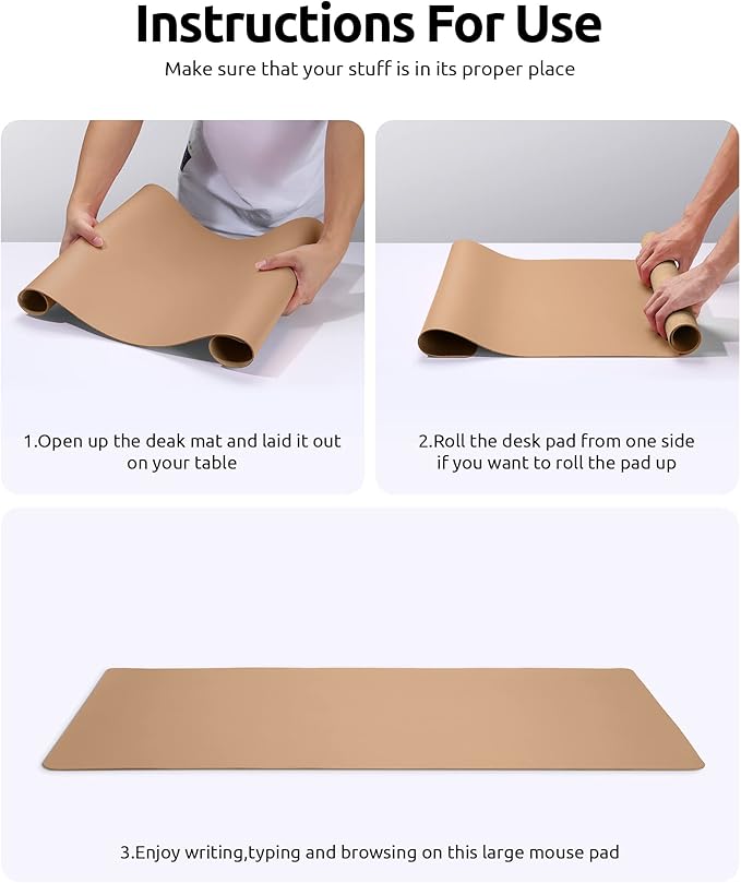 YSAGi Leather Desk Protector, Office Mat, Large Mouse Mat, Non-Slip PU Leather - Image 9