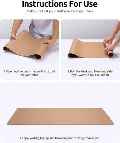 YSAGi Leather Desk Protector, Office Mat, Large Mouse Mat, Non-Slip PU Leather - Image 9