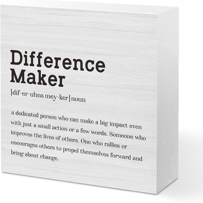 Difference Maker Definition Home Office Decor Wooden Box Sign Motivational by Unknown
