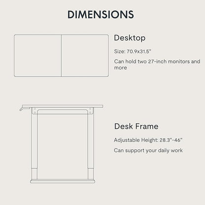 FLEXISPOT 4 Leg Standing Desk 71 x 32 Inch Electric Adjustable Height Sit Stand - Image 7