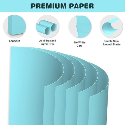 Cardstock 8.5 X 11, 40 Sheets Light Blue Card Stock, 75lb/ 200gsm Copy Paper - Image 3