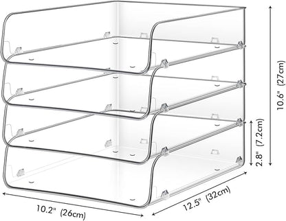 Lunmore Stackable Paper Trays, 4 Tier Desk File Organizer, Document Letter Tray - Image 4
