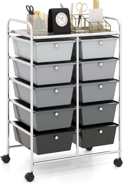 HAPPYGRILL 10-Drawer Rolling Storage Cart, Storage Organizer Cart by HAPPYGRILL