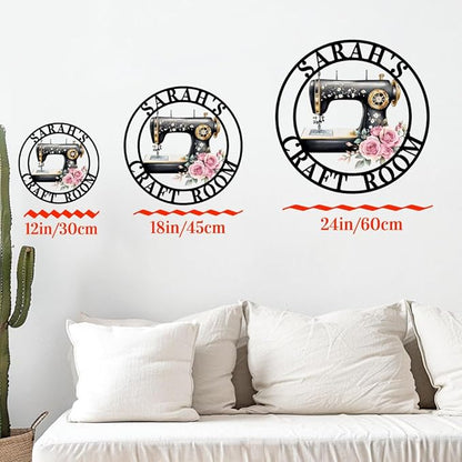 Custom Sewing Machine Metal Sign, Personalized Name Flowers Sewing Sign - Image 5