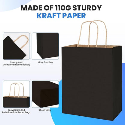 XPCARE 200Pack Paper Bags 8x4.5x10 Inch, Plain Medium Paper Bags - Image 3