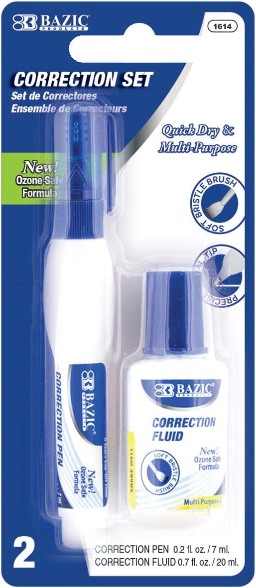 BAZIC Metal Tip Correction Pen & Correction Fluid by BAZICProducts
