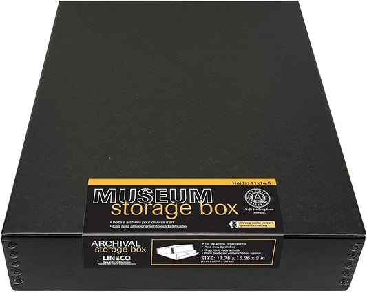 Lineco Archival 11 x 14 x 3 inches Museum Archival Storage Box, Drop Front by Lineco
