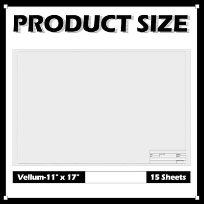 Tatuo 15 Sheets Architectural Vellum Paper 11 x 17 Inch Drafting Vellum Tracing - Image 2