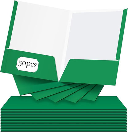 Jutom 50 Pcs 2 Pocket Glossy Paper Folders Glossy Paper Laminated Portfolios by Jutom