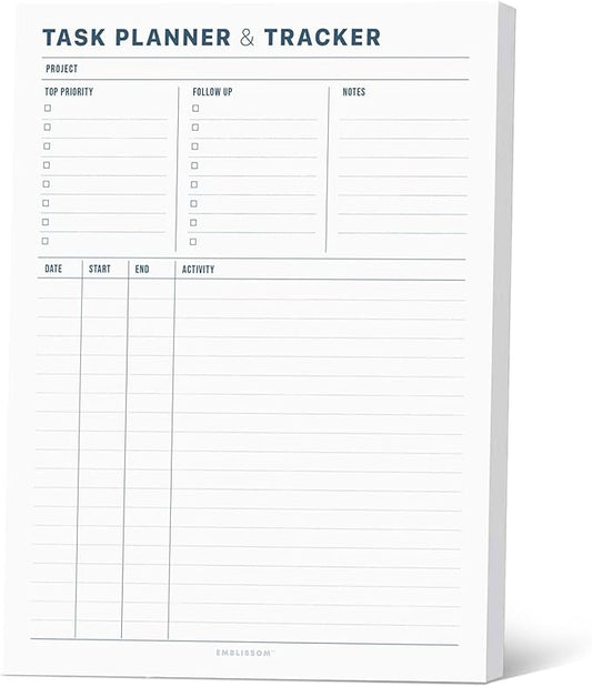 Task Planner & Tracker 8.5 x 11 Tear-Off 70 Sheet Planner Pad – Project by Emblissom