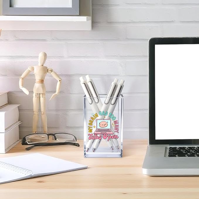 Vgrti My Brain Has Too Many Tabs Open Acrylic Cosmetic Pencil Pen Holder Cup - Image 4