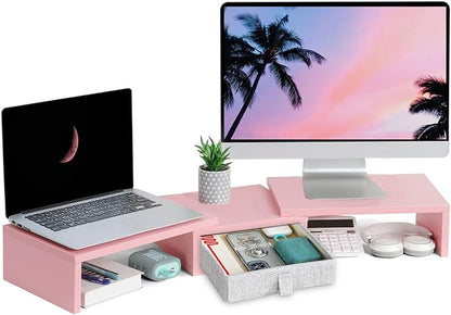 TEAMIX Pink Dual Monitor Stand Riser by TEAMIX
