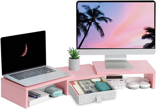 TEAMIX Pink Dual Monitor Stand Riser by TEAMIX