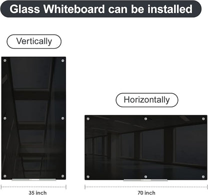 J&J worldwide Magnetic Black Glass Whiteboard 6' x 3', 70 x 35 Inches Large - Image 9
