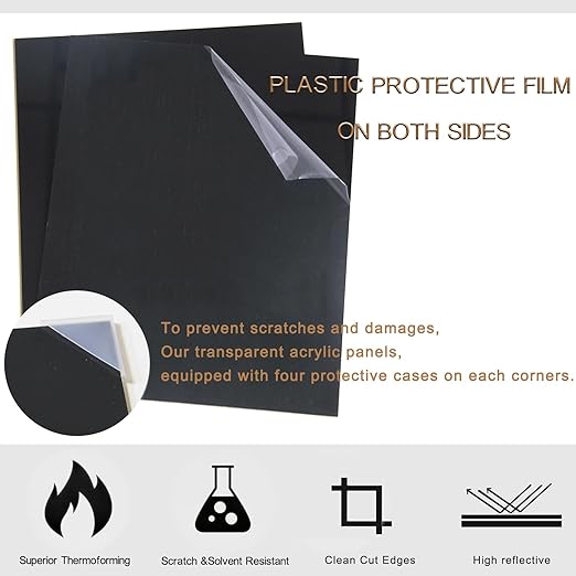2 Pieces Black Acrylic Sheet, 18 x 24 Inch 1/8 Inch Thick, Home Decor, Display - Image 3