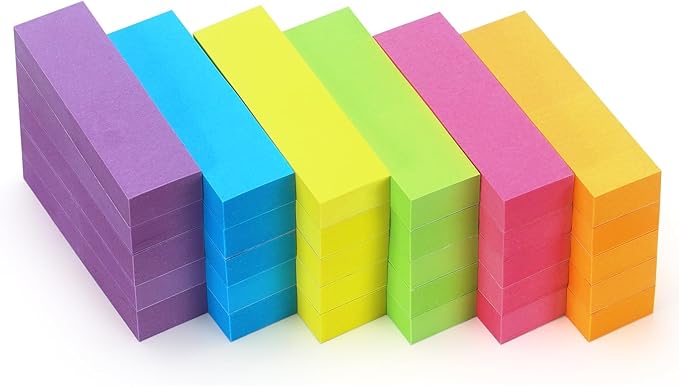 30 Pads 0.6x2 Inch Sticky Notes Flags Tabs Page Markers 6 Bright Color Sticky by EasternWolf