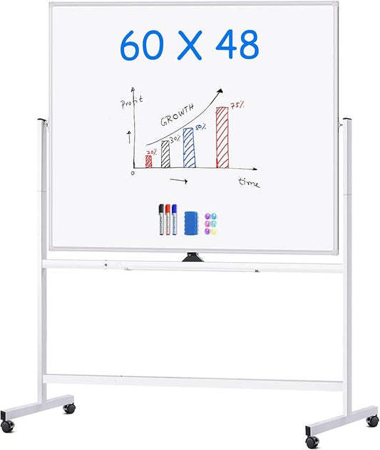 maxtek Rolling Whiteboard 60x48, Large Double-Sided White Board Dry Erase on by Maxtek