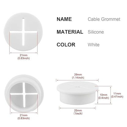 Desk Grommet, 1 Inch Flexible Rubber Grommets, Silicone Cable Cord Grommet Wire - Image 2
