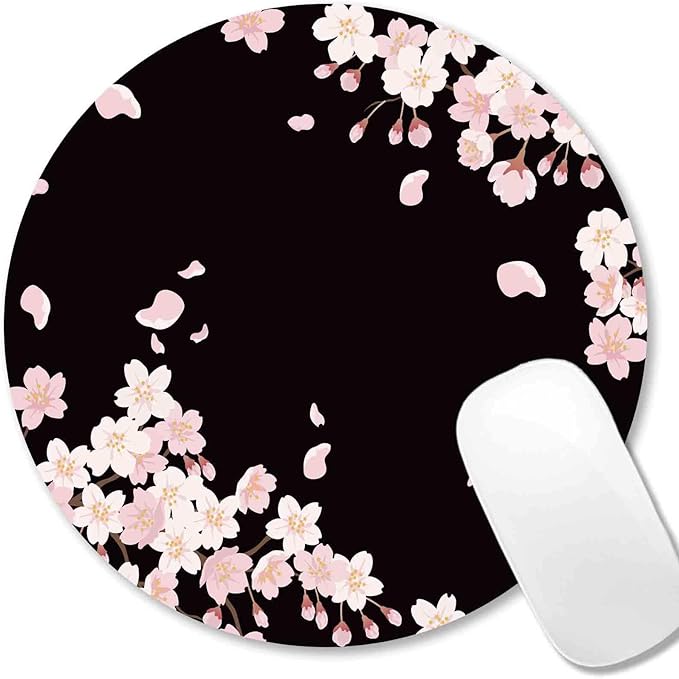 IMAYONDIA Cute Pink Flowers Mouse Pad, Floral Mouse Pads, Sakura Cherry Blossom - Image 2