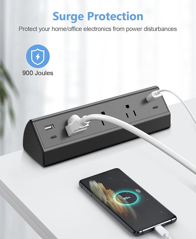Desk Clamp Power Strip, 40W Fast Charging Station, Desktop Mount Surge Protector - Image 4