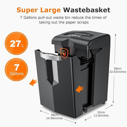 Bonsaii Heavy Duty Paper Shredder, 20 Sheet 40 Mins Large Office Crosscut - Image 7