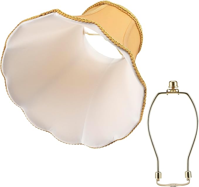 Bell Lamp Shade, Saangseon Scalloped Gold Fabric Lampshade Replacement - Image 3