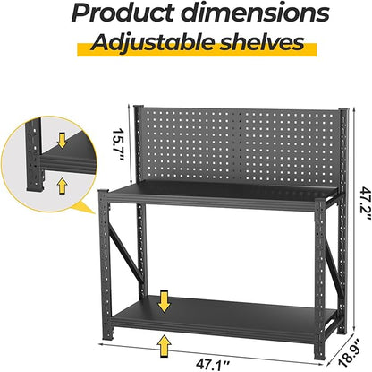 10 Sets Storage Shelves with Pegboard, Heavy Duty Garage Shelving Units and - Image 2
