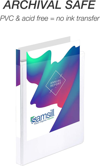 Samsill Durable .5 Inch Binder, Made in the USA, Round Ring Customizable Clear - Image 5