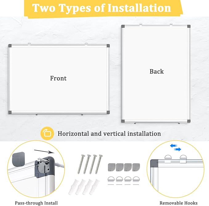 AMUSIGHT 4 Pack Double-Sided Magnetic Whiteboard, Aluminum Frame White Board - Image 2