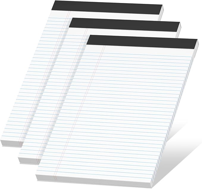 White Legal Pads 8.5 x 11 Narrow Ruled, 3 Pack Notepads College Ruled Pads of by NotePads