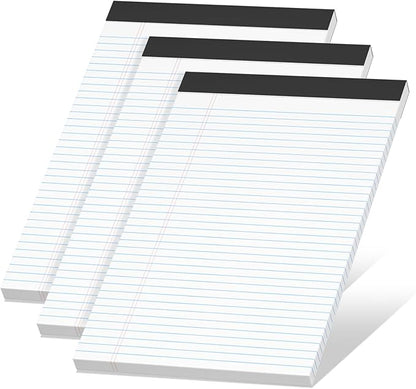 White Legal Pads 8.5 x 11 Narrow Ruled, 3 Pack Notepads College Ruled Pads of by NotePads