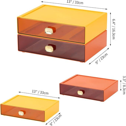 OSteed Spacious Desktop Storage Box, 2 Large Storage Drawers, Stackable Office - Image 3