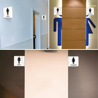 Faittoo Restroom Sign, Bathroom Signs, 4 Pack 6 x 6 Inches Acrylic Sign - Image 6