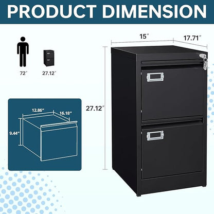 MIIIKO2 Drawer File Cabinet, Metal Vertical Filing Cabinets - Image 3