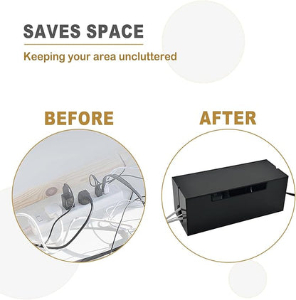 Cable Management Box, 2 Open Slots Cords Hider Box, Under Desk Power Strip - Image 5