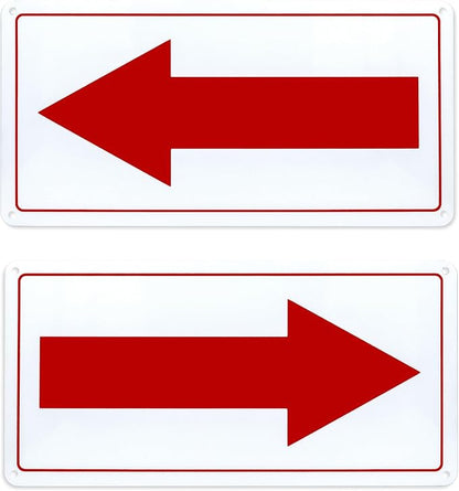 Red Arrow Sign Aluminum 10 x 5 Inch Heavy Duty Metal Waterproof Reflective by EVQ