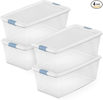 Sterilite 4-Pack Latching Box, Under Bed Storage Bins by Sterilite