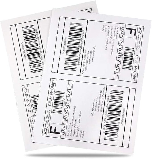 8.5" x 5.5" Half Sheet Self Adhesive Shipping Labels by RBHK