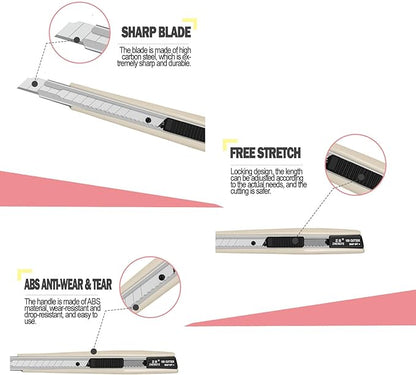AHCHAY 2pcs Utility Knife 9mm 60 Degree Foil Blade Cutter Snap Off Retractable - Image 2