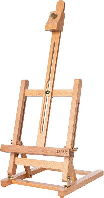DJAR 25" Tabletop Easel for Painting, Adjustable Beech Wood Table Top Wooden by DJARARTTOOL
